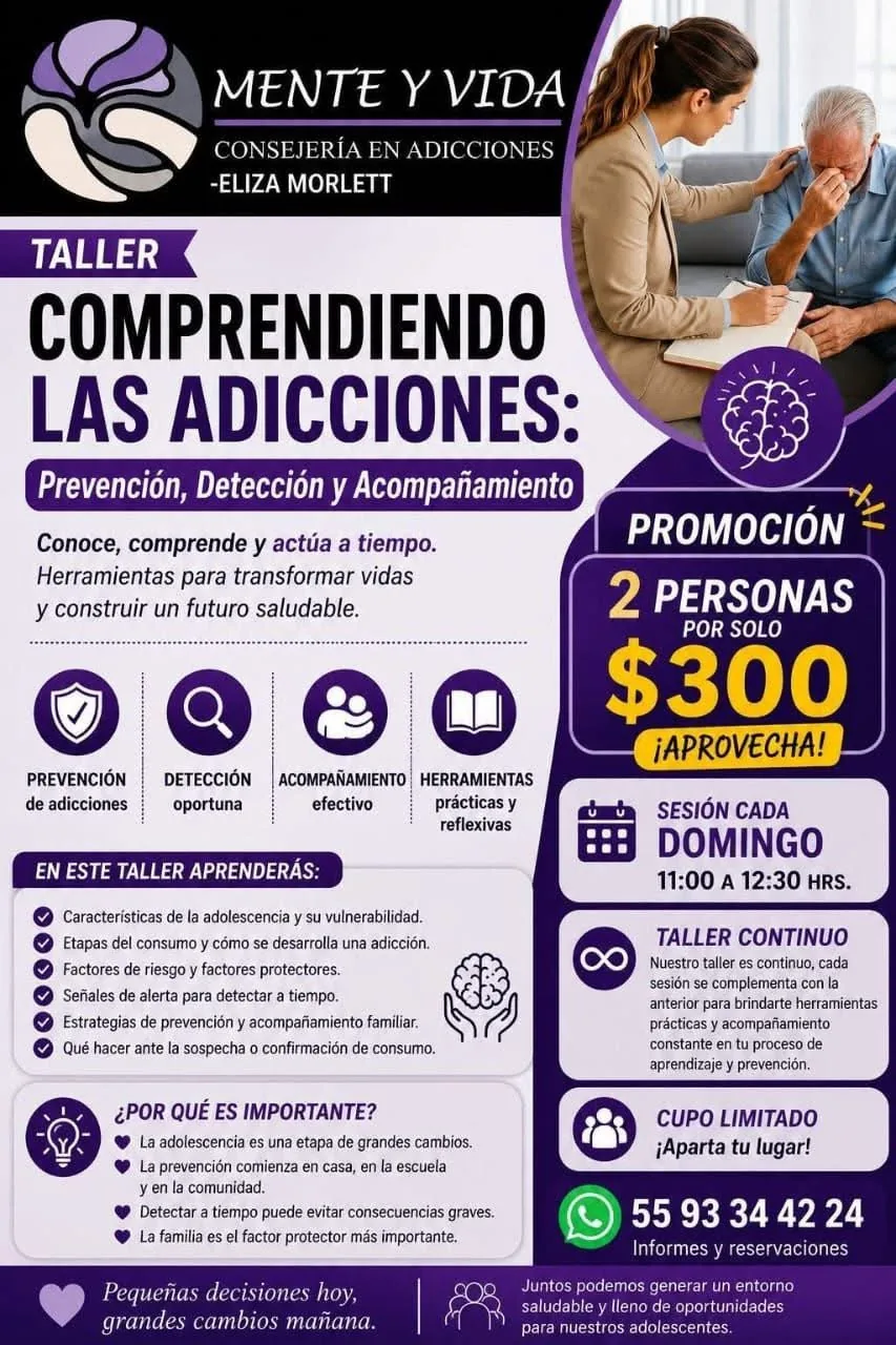 Cartel del taller comprendiendo las adicciones